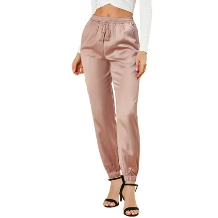 Allegra K Junior s Athleisure Pants Drawstring Elastic Waist Ankle Joggers | Walmart (US)