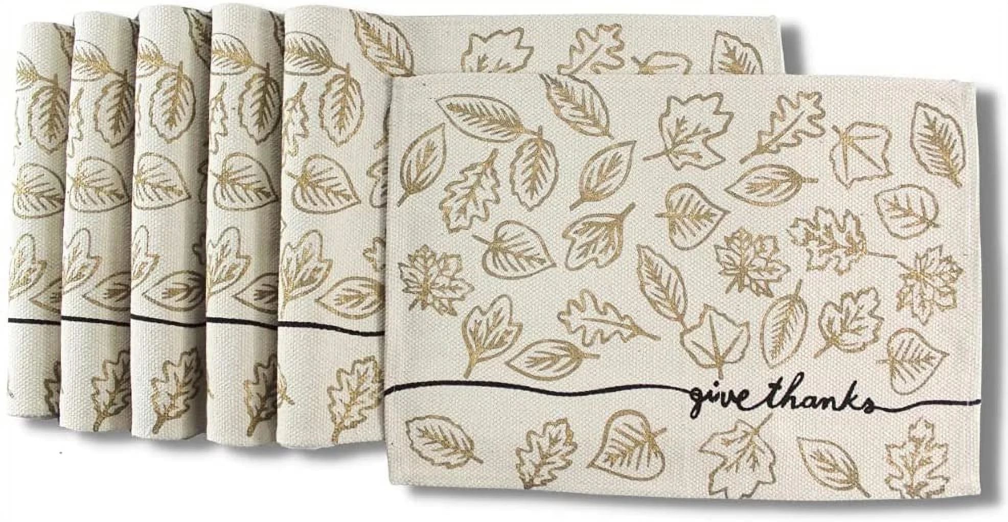 Modern Farmhouse Autumn Leaves Placemats, Set of Six (6) Print on Faux Burlap Fabric, for Holiday... | Walmart (US)