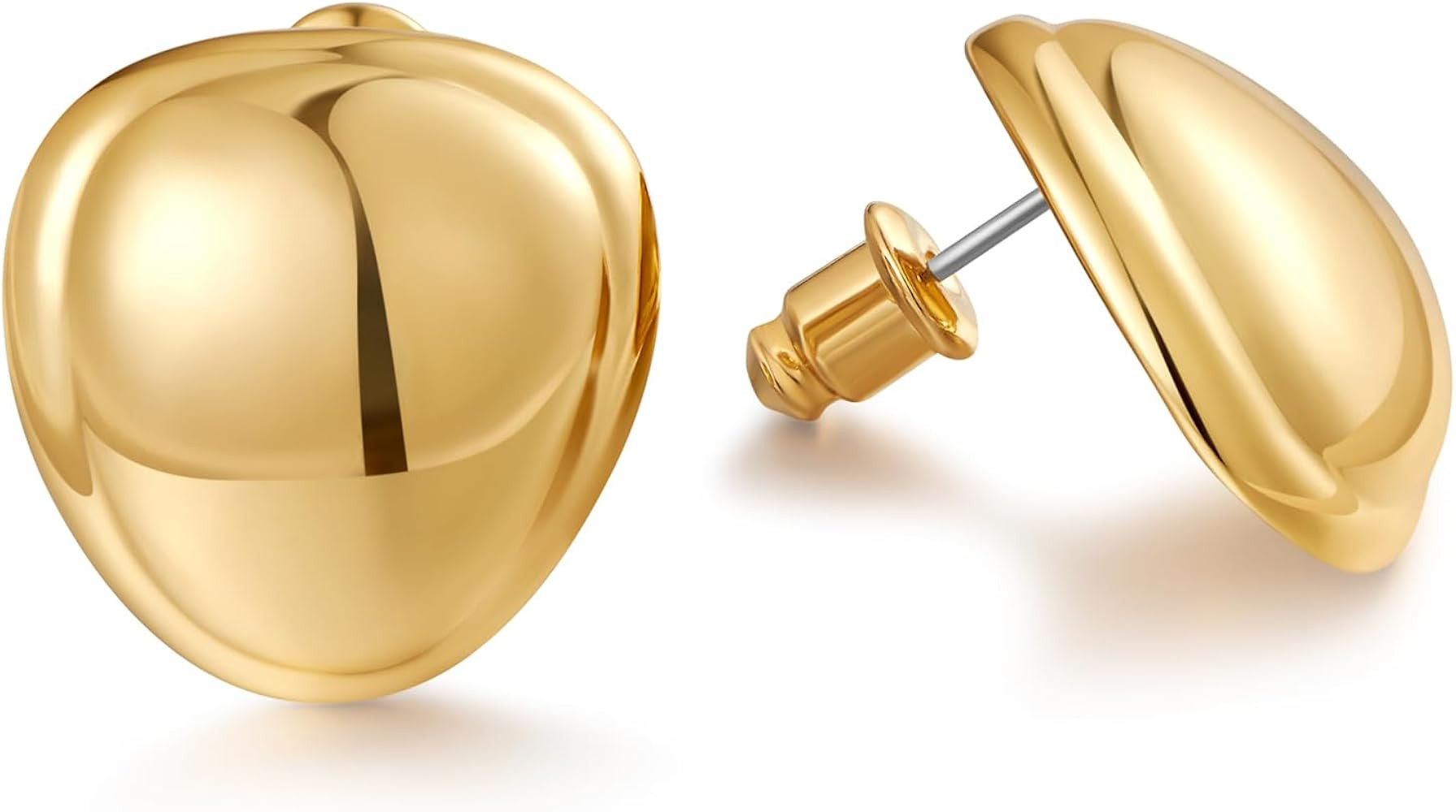 Gold Polished Dome Drop Stud Earrings Triangle Stud Earrings Polished Oval Stud Earrings for Wome... | Amazon (US)