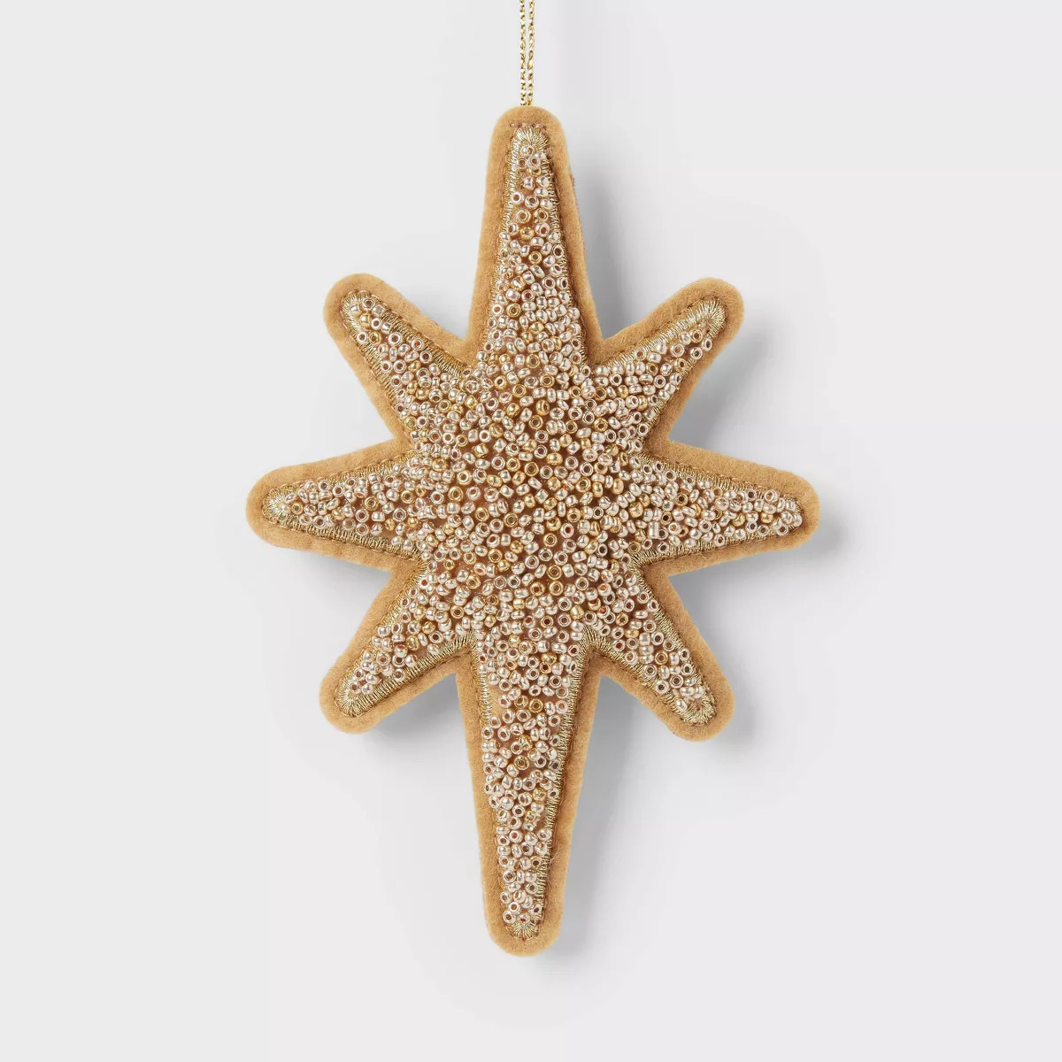 Beaded Fabric 8-Point Star Christmas Tree Ornament Gold - Wondershop™ | Target