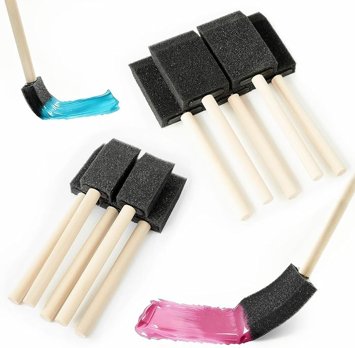 12Pcs Foam Paint Brushes Set: 1 Inch & 1.5 Inch Sponge Paint Brushes with Wooden Handle, Lightwei... | Amazon (US)