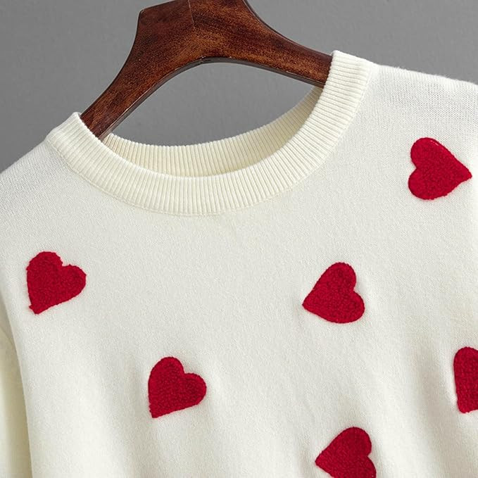 AdoDanep Valentines Sweaters for Women Heart Pattern Sweater Casual Long Sleeve Crewneck Knit Pul... | Amazon (CA)