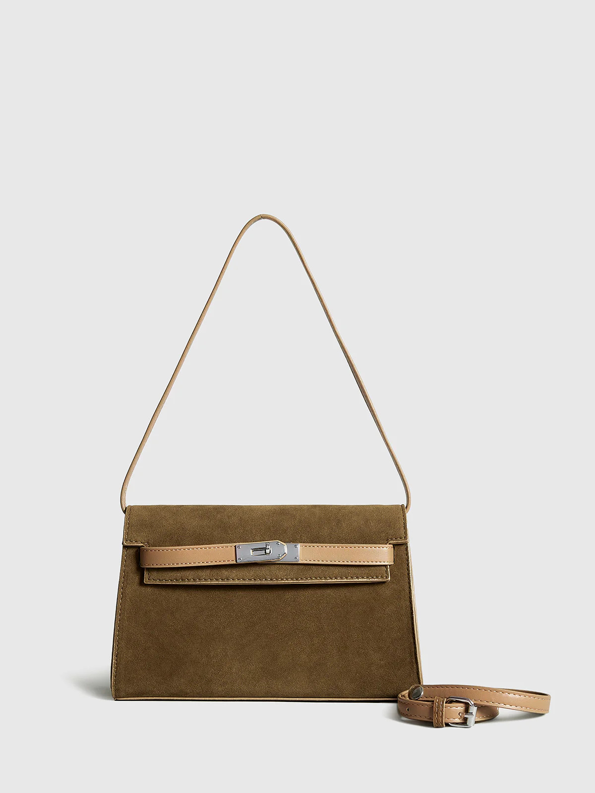 Belted-Decor Flap Shoulder Bag | Commense