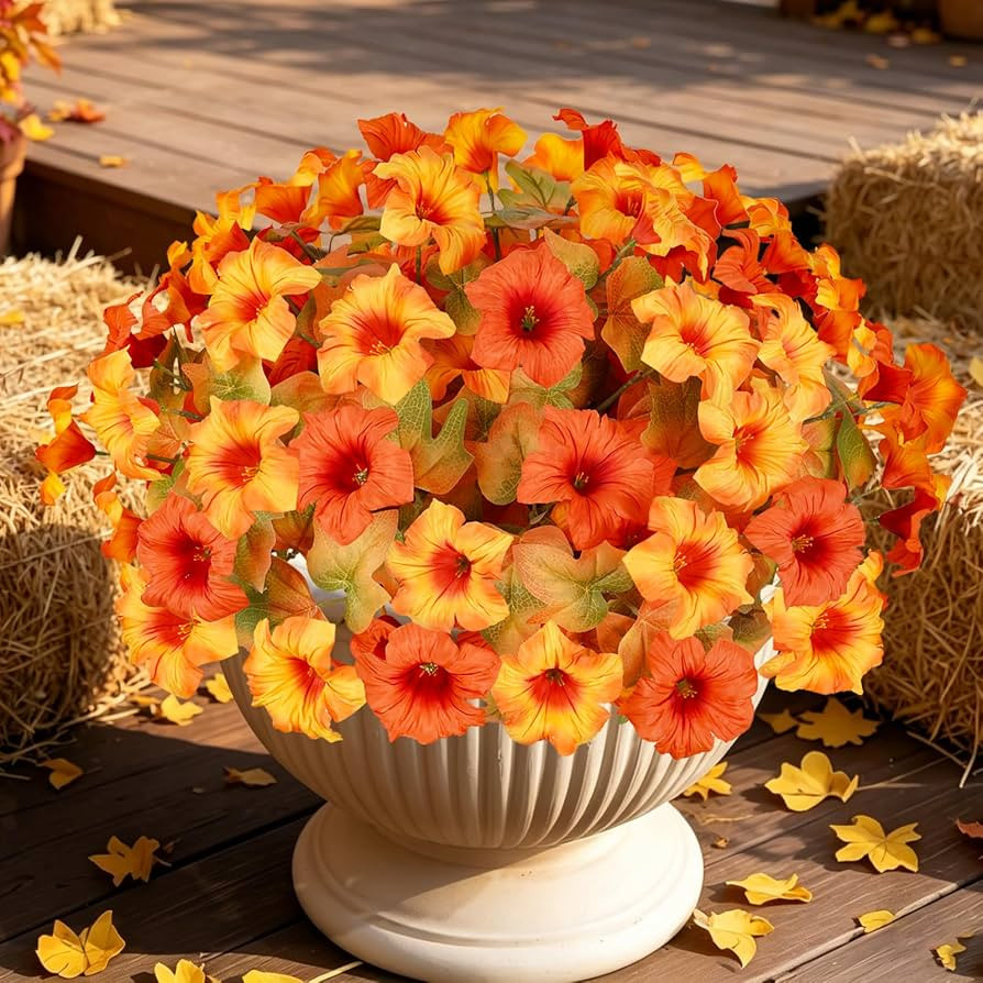 Artificial Fall Flowers for Outdoors, Faux Petunias Autumn Decoration, Fake Flowers Plants UV Res... | Amazon (US)