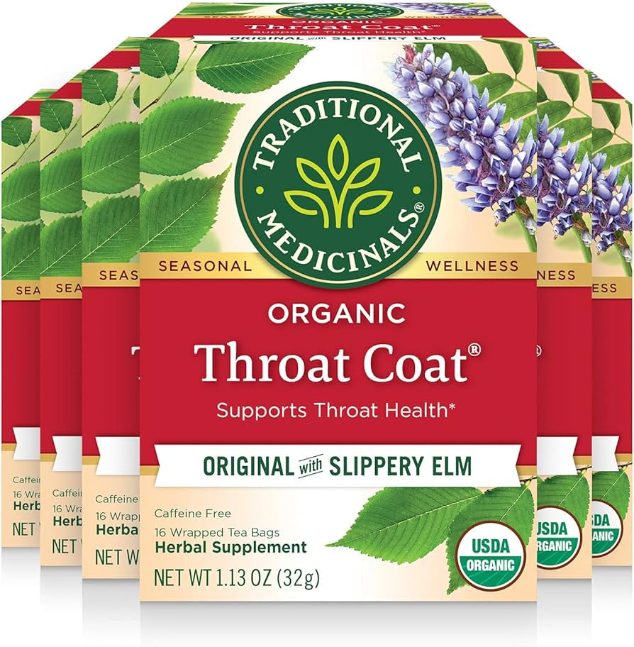 Traditional Medicinals Tea, Organic Throat Coat, Supports Throat Health, 96 Tea Bags (6 Pack) | Amazon (US)