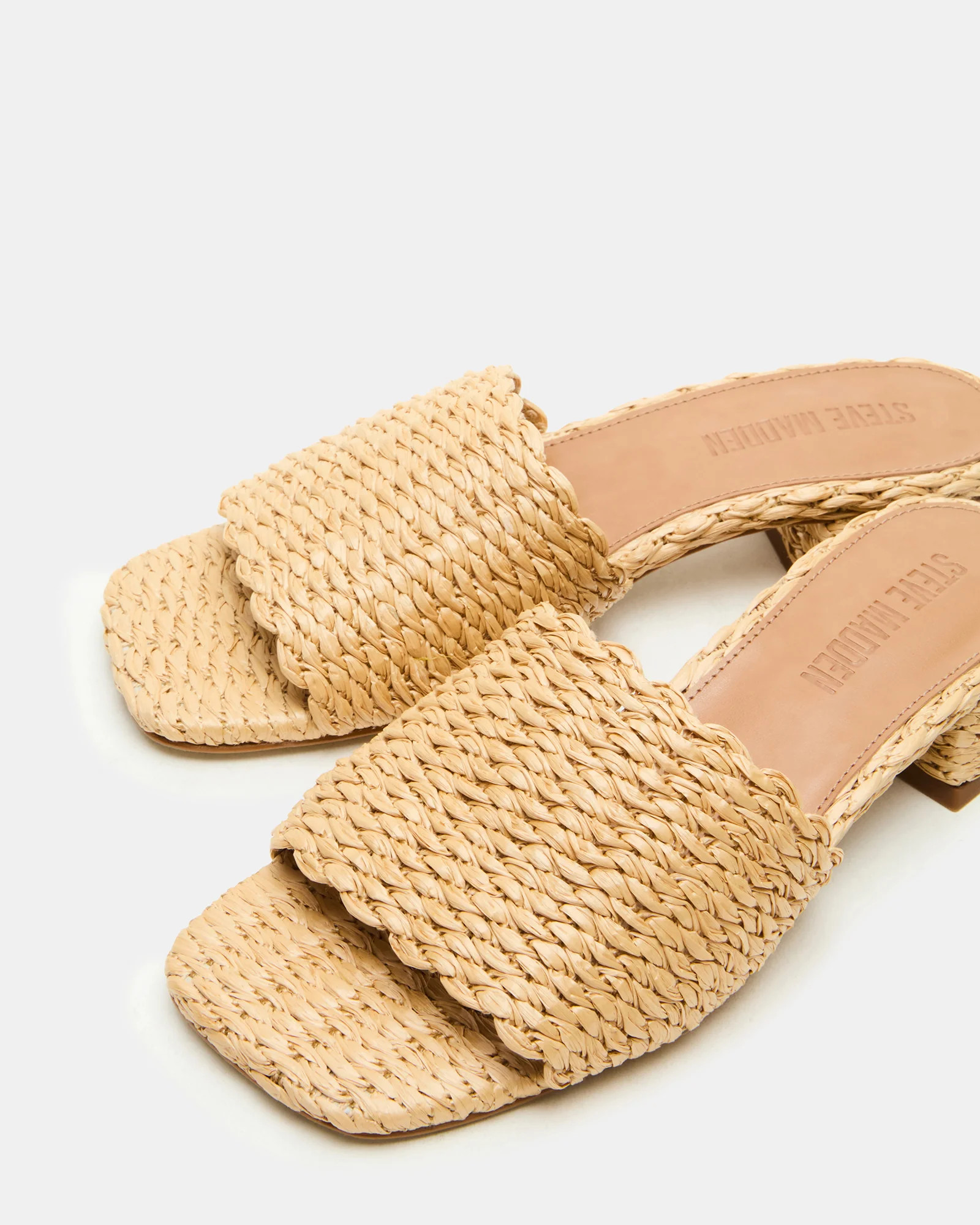 MONTGOMERY Raffia Square-Toe Slide Mule Women's Sandal | Steve Madden (US)