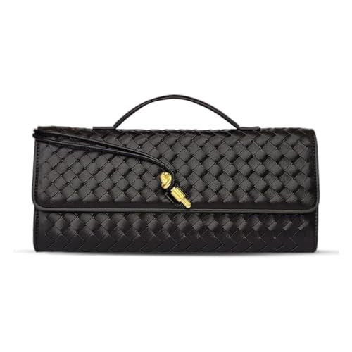 BEGONICA Woven Evening Clutch Purse for Women - Soft Vegan Leather Crossbody Bag - Small Black Evening Bag - Elegant Shoulder Handbag for Weddings & Parties | Amazon (US)