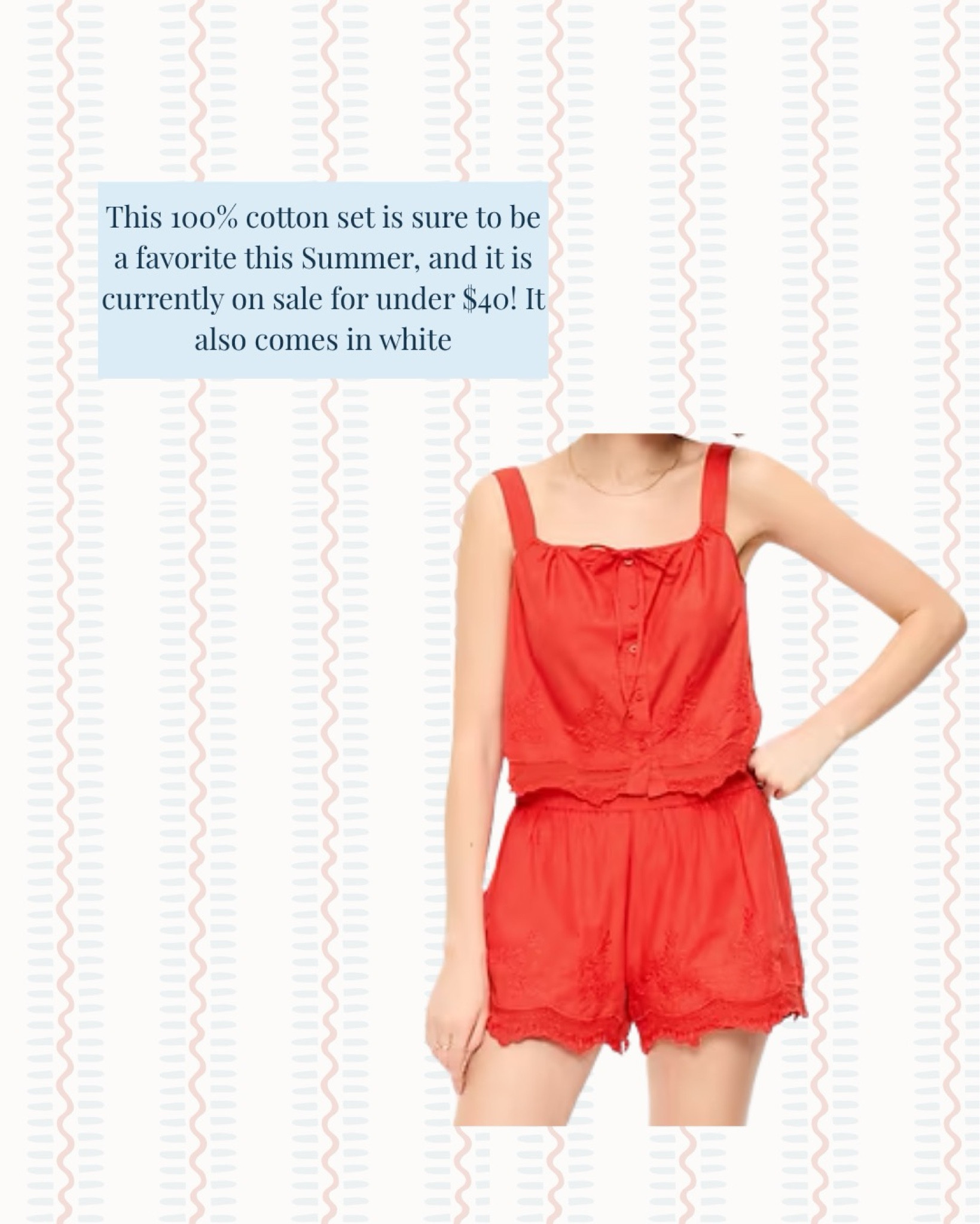 This 100% cotton set is perfect for this summer and also comes in white. It’s currently on sale for under $40!