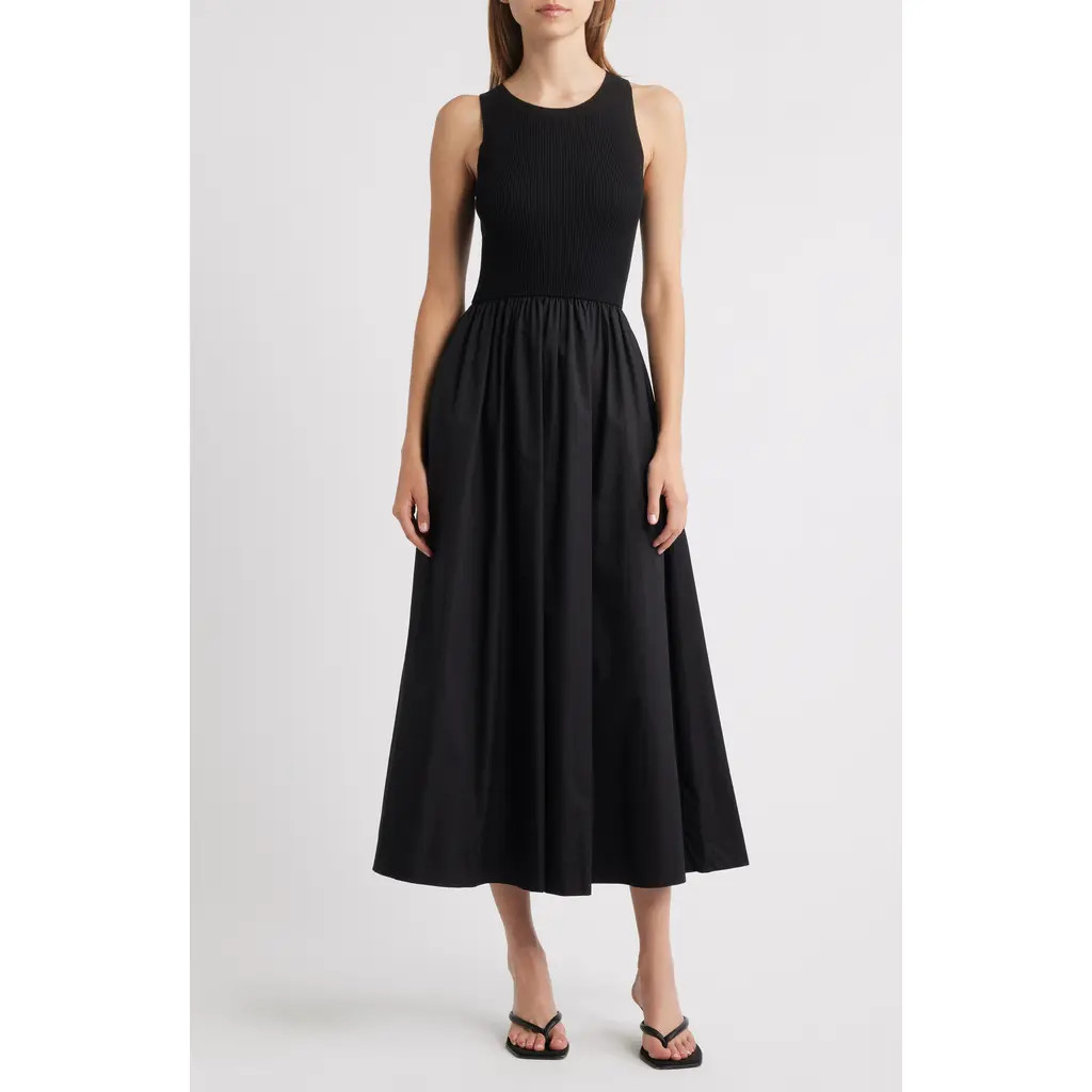 MOON RIVER Mixed Media Sleeveless Dress in Black at Nordstrom Rack, Size Small | Nordstrom Rack