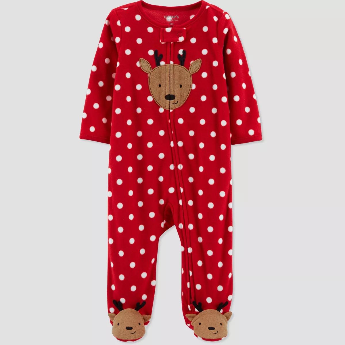 Carter's Just One You®️ Baby Girls' Dot Reindeer Fleece Fleece Footed Pajama | Target
