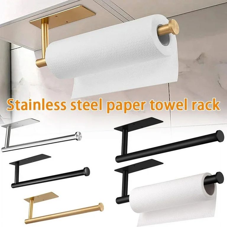 Kitchen Roll Holder Self Adhesive/Punching Bathroom Paper Towel Holder Under Cabinet Wall Mounted... | Walmart (US)
