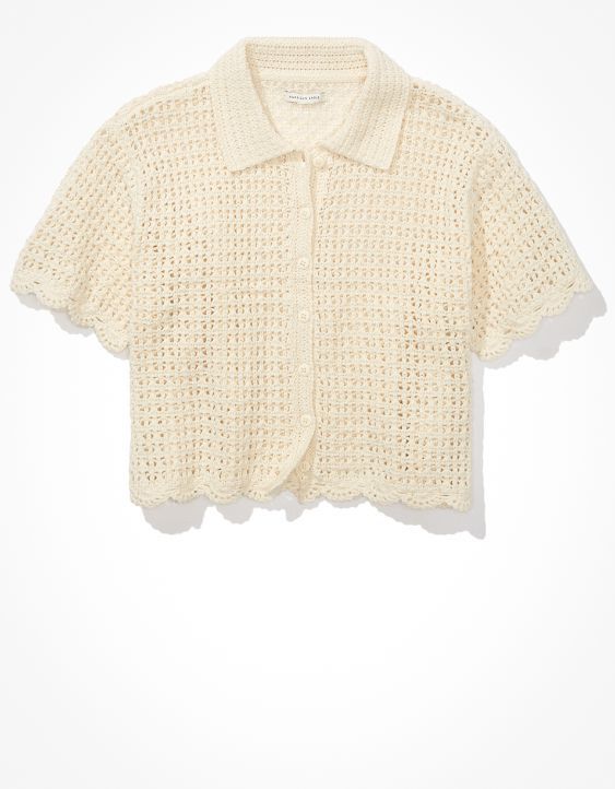 AE Crochet Polo Shirt | American Eagle Outfitters (US & CA)