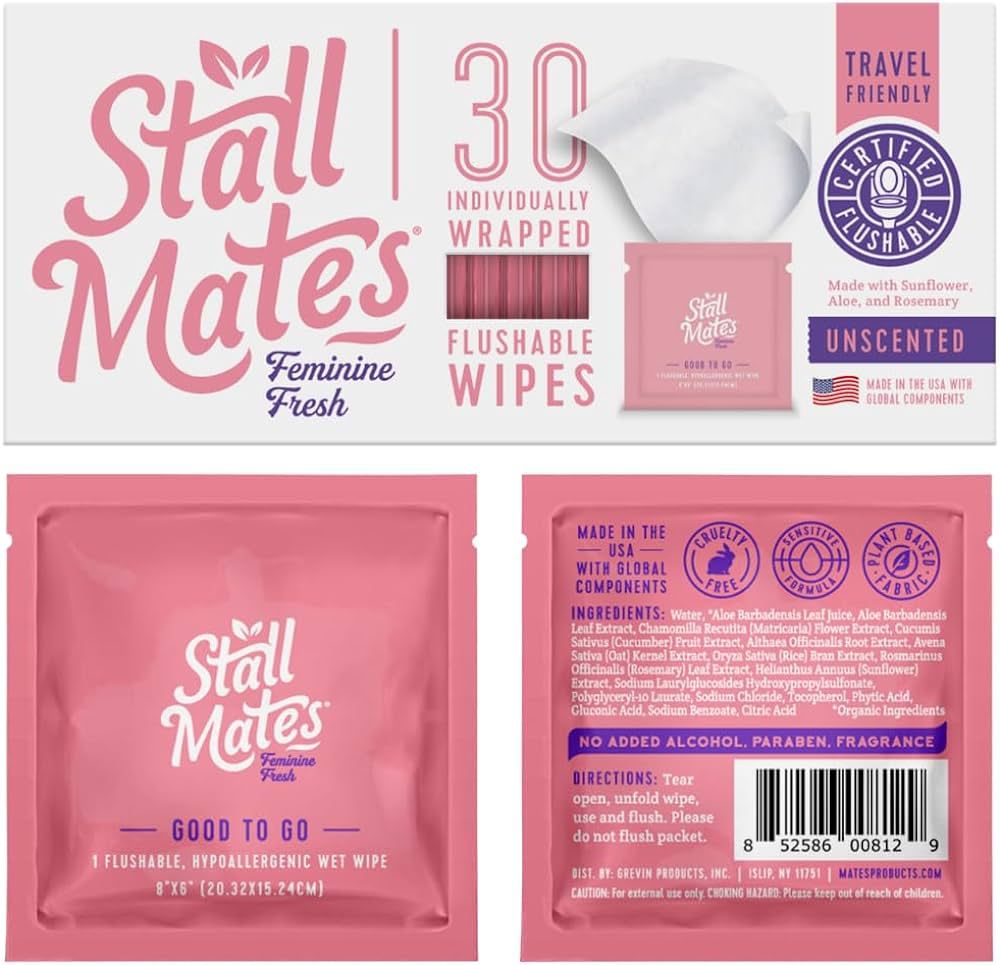 Stall Mates Wipes Feminine Fresh - Flushable | Individually Wrapped Cleansing Travel Friendly PH ... | Amazon (US)