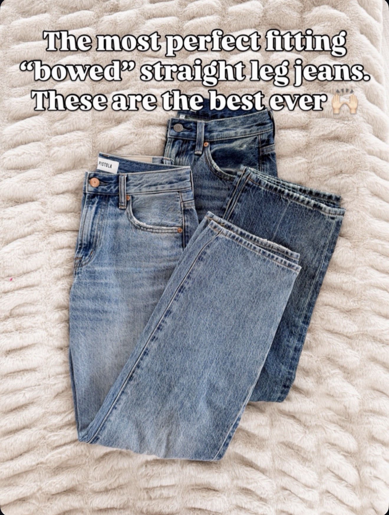 The bowed straight-leg jeans that fit like a dream… light wash or dark wash? I wear size 24. If between can go down 

#LTKSeasonal #LTKOver40 #LTKmomlife