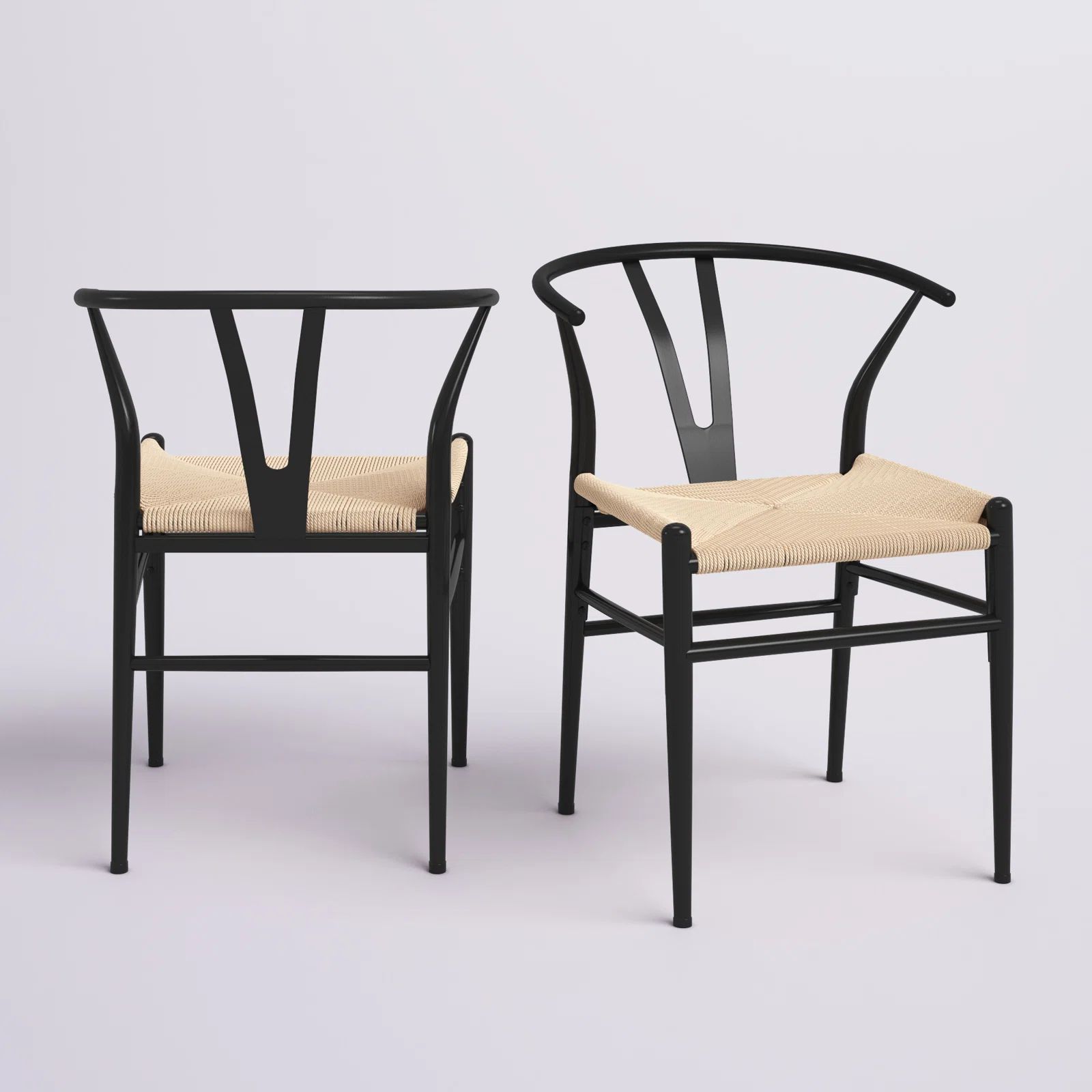 Mid-Century Metal Dining Chair Weave Seat (Set of 2) | Wayfair North America