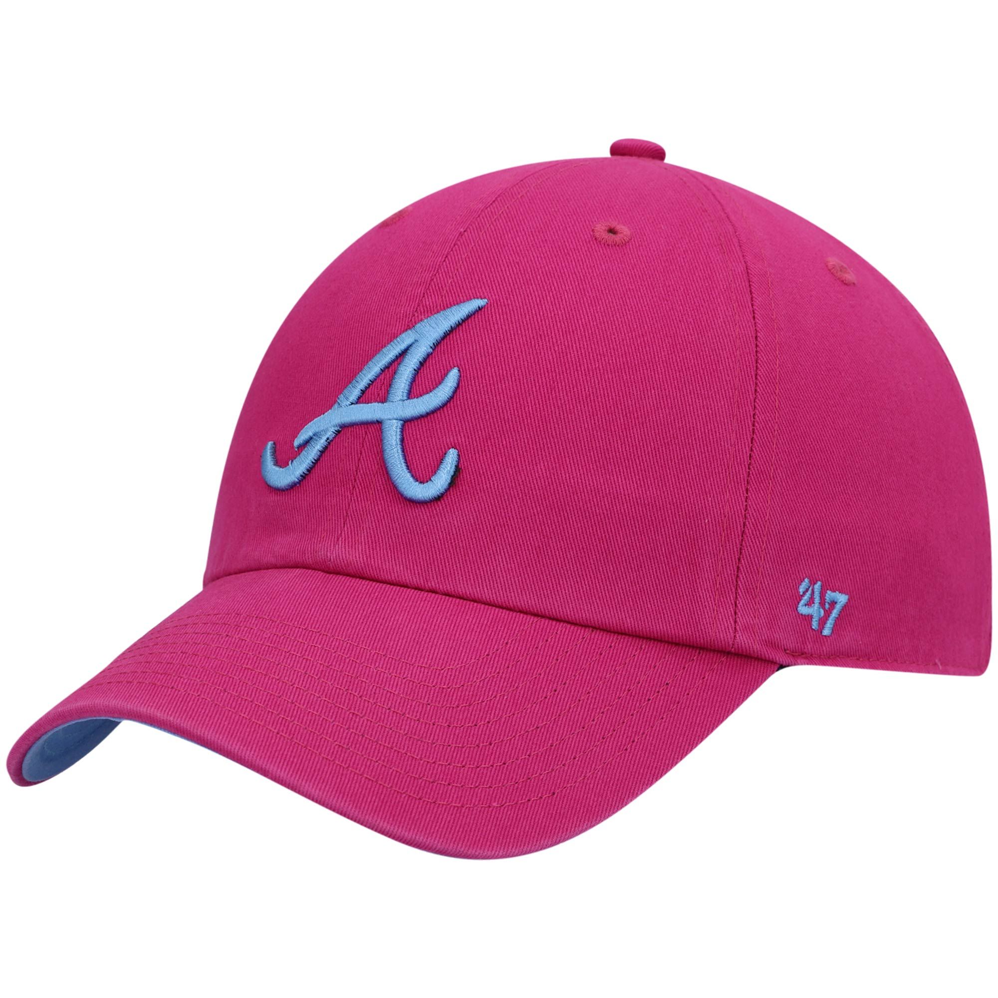 Men's Atlanta Braves '47 Pink Periwinkle Orchid Undervisor Clean Up Adjustable Hat | MLB Shop