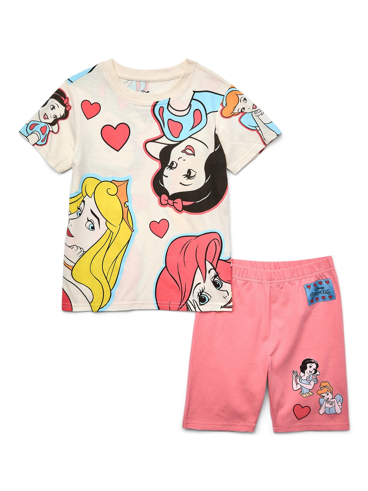 Disney Princess Girls Graphic T-Shirt and Bike Shorts Set, 2-Piece, Sizes 4-16 - Walmart.com | Walmart (US)