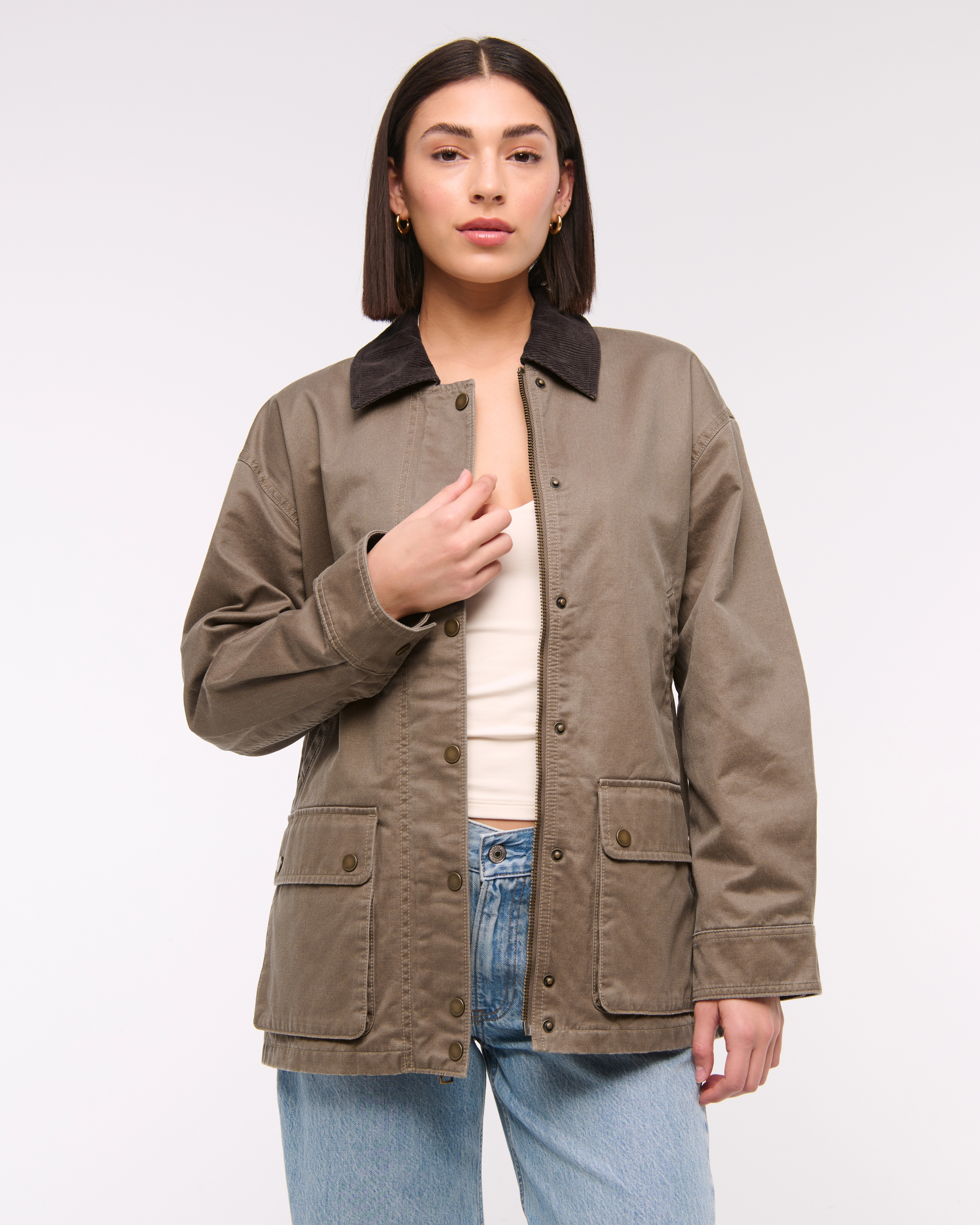 Mid-Length Waxed Barn Jacket | Abercrombie & Fitch (US)