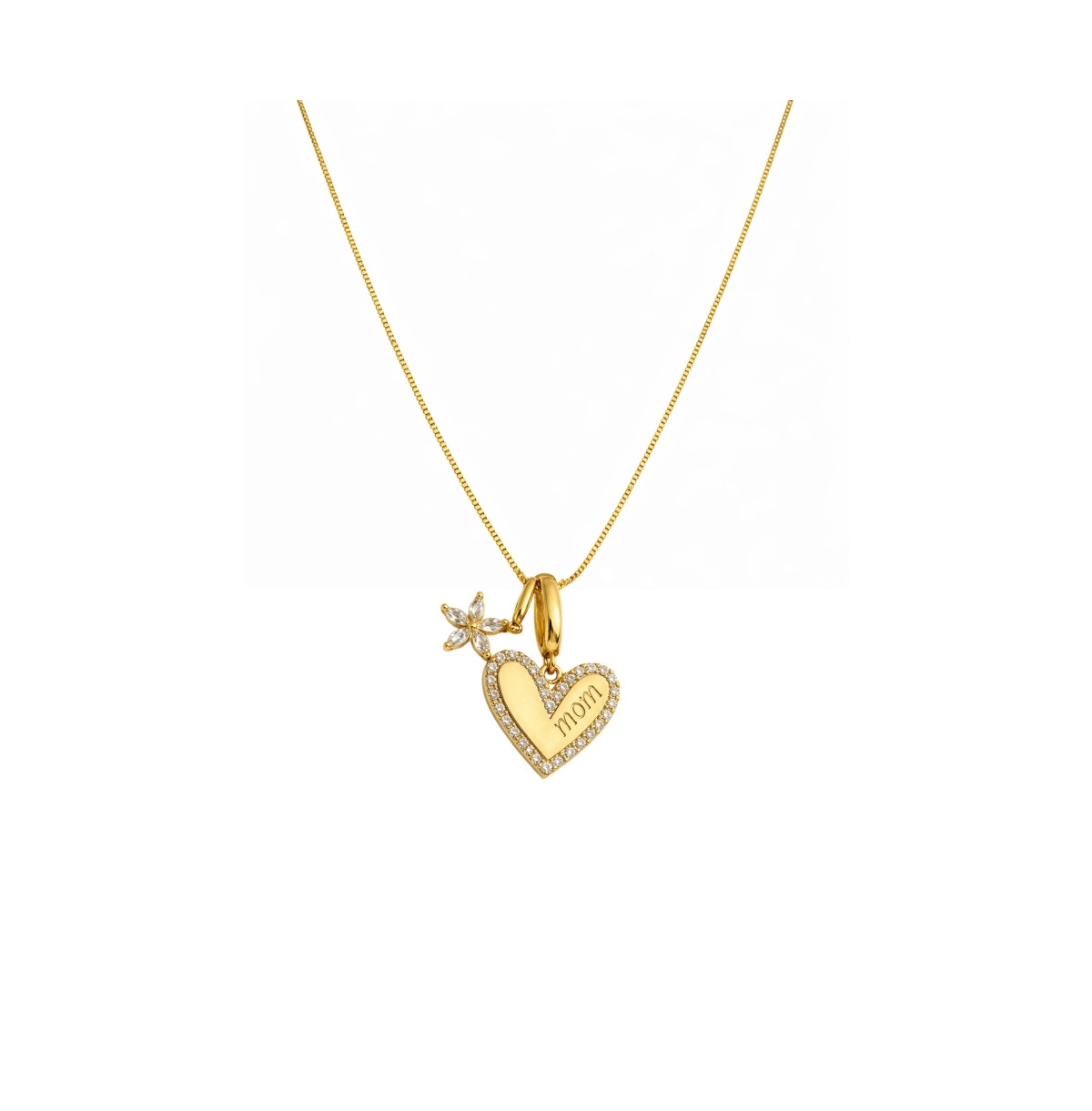 Hollywood Sensation Sophia Mom Pave Heart & Floral Charm Necklace - Gold | Macy's