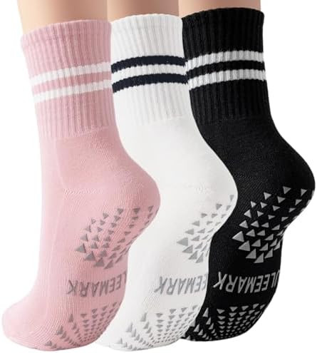 ULEEMARK Womens Pilates Non slip Yoga Socks Dance Gym Exercise Ankle Socks | Amazon (US)