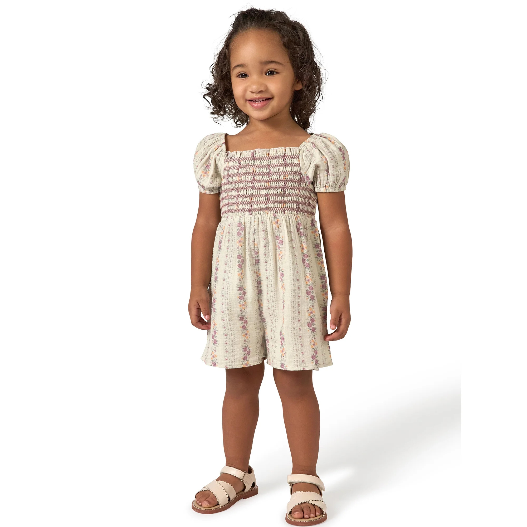 Modern Moments by Gerber Toddler Girl Smocked Romper with Ric Rac, Sizes 12 Months - 5T | Walmart (US)
