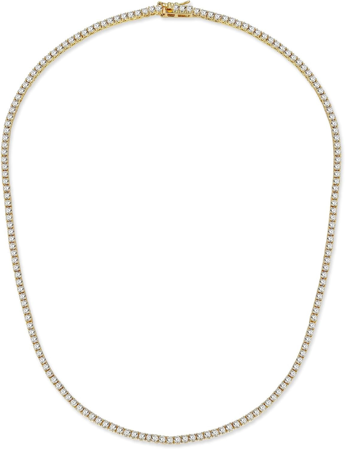 Gemsme 2.0mm Round Cubic Zirconia Tennis Necklaces For Women Men,16-22 Inch | Amazon (US)