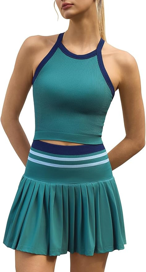 QINSEN Tennis Skirt Set for Women High Waisted Pleated Athletic Pickleball Skirt with Shorts Padd... | Amazon (US)