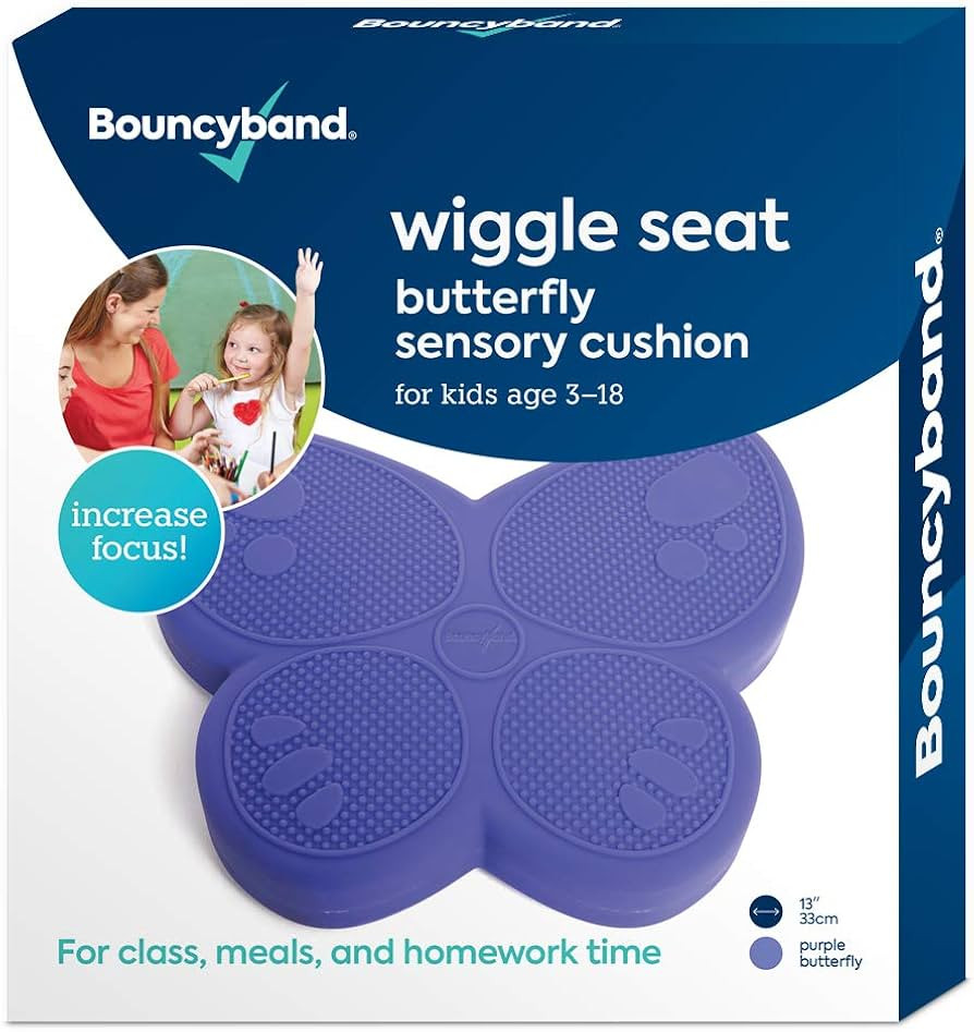 Shaped Wiggle Seats by Bouncyband–Purple Butterfly, 13”x11”x2.2”–Inflatable Sensory Cus... | Amazon (US)