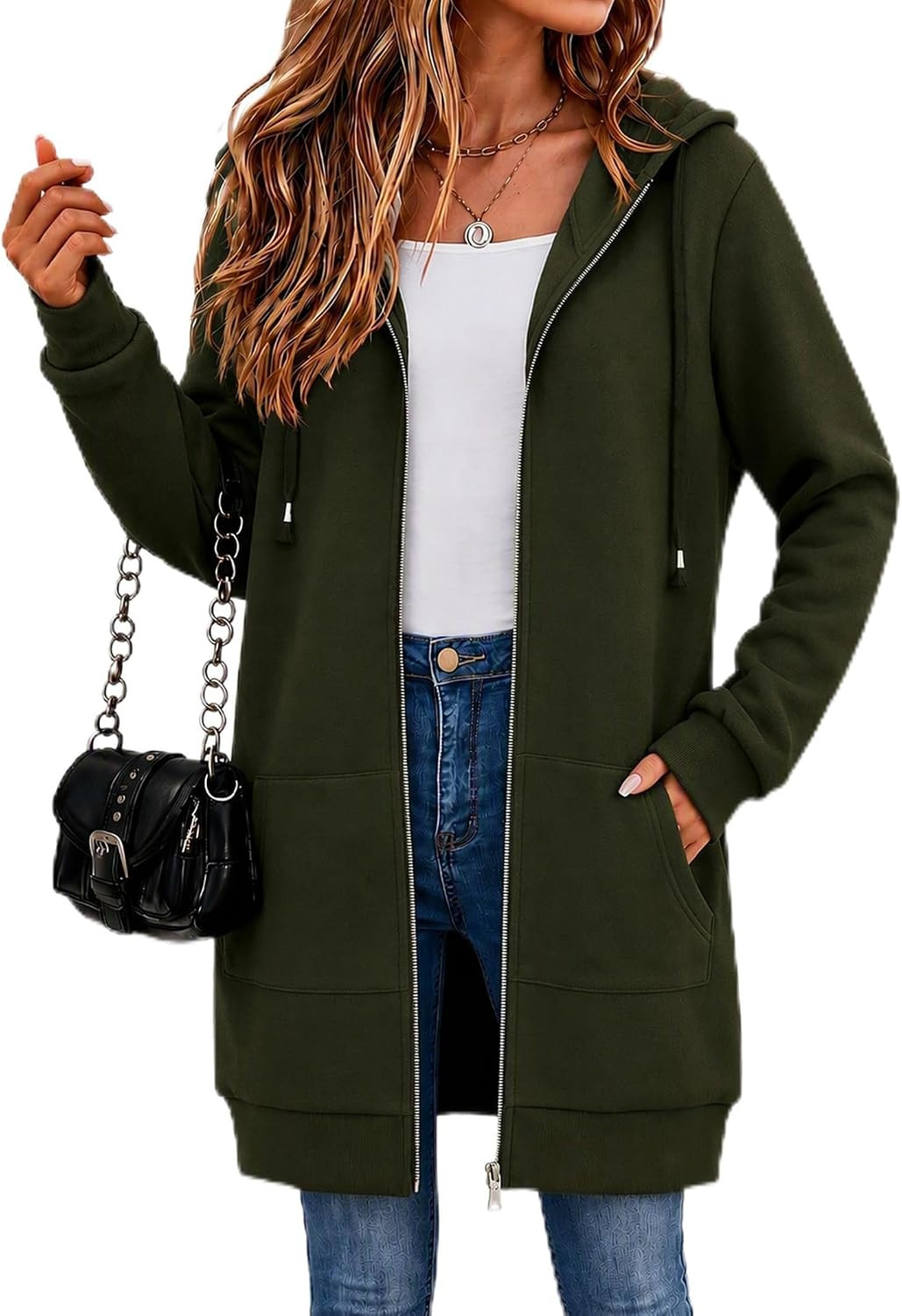 Zeagoo Women's Zip Up Hoodies Long Tunic Sweatshirts Oversized Fleece Casual Long Sleeve 2026 Fall Hoodie Jacket Coat | Amazon (US)