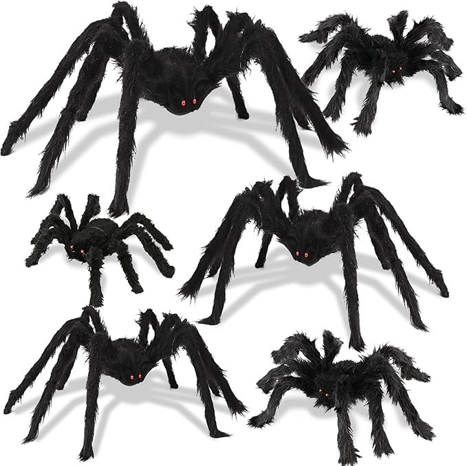 Halloween Spider Decorations, 6 Pack Giant Spider Outdoor Decorations for Halloween, Scary Hairy ... | Amazon (US)