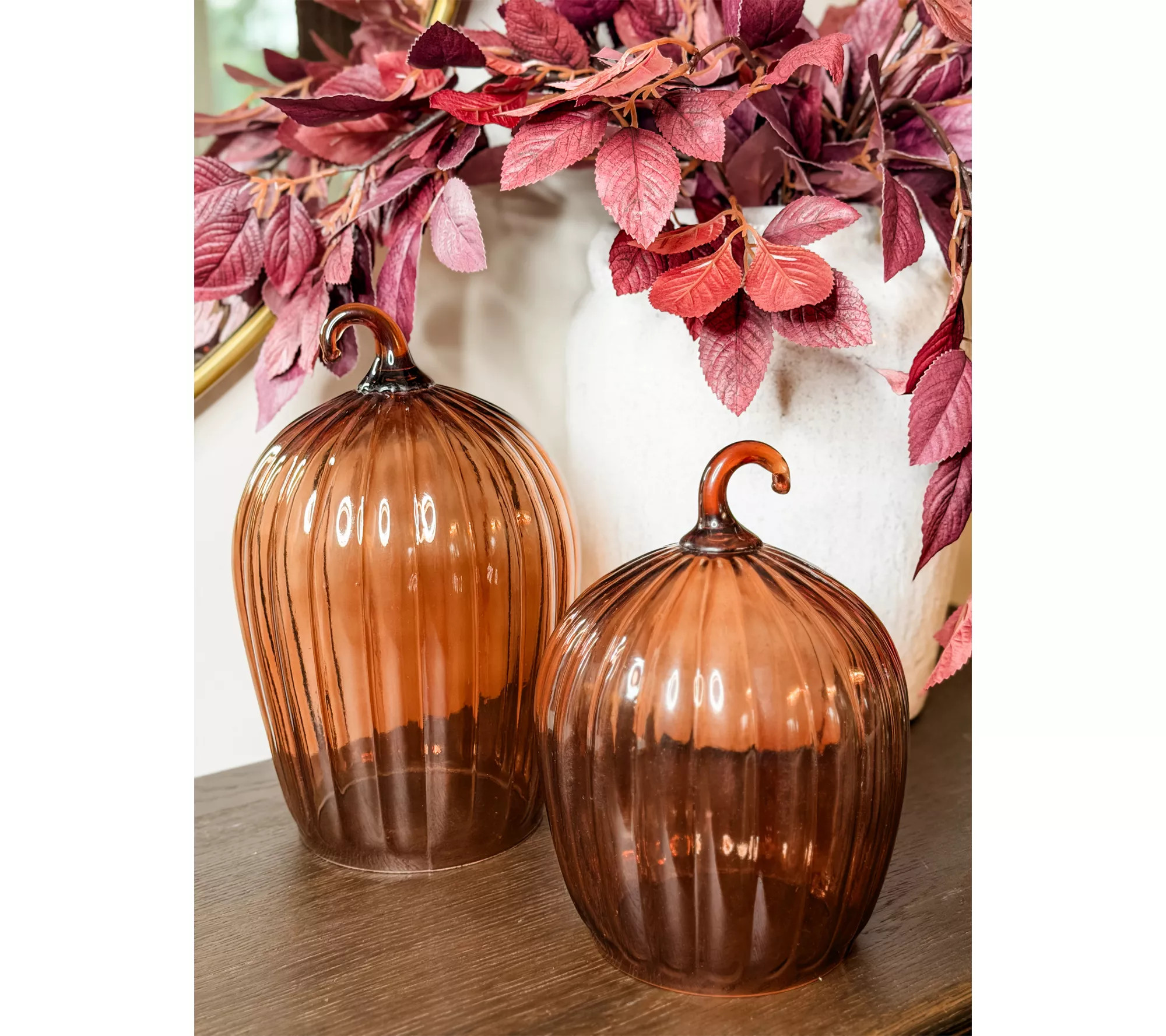 ShWk 9/15 Simply Stunning Set-2 Glass Pumpkin Cloches-Janine | QVC