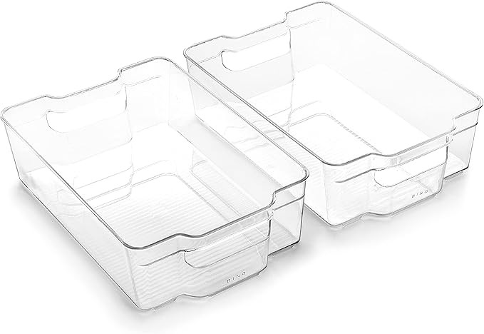 BINO | Stackable Storage Bins, Large - 2 Pack | THE STACKER COLLECTION | Clear Plastic Storage Bi... | Amazon (US)