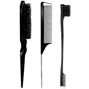 3 Pieces Teasing Brush Set Bristle Hair Brush 3 Row Teasing Brush Dual Edge Brush Sturdy Styling ... | Amazon (US)