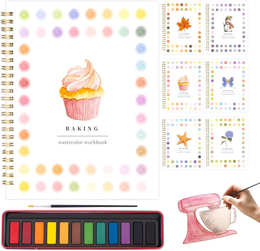 Metyond Beginner Watercolor Workbook Kit - Watercolor Painting Kit with 1 Workbook 12 Colors Pain... | Amazon (US)