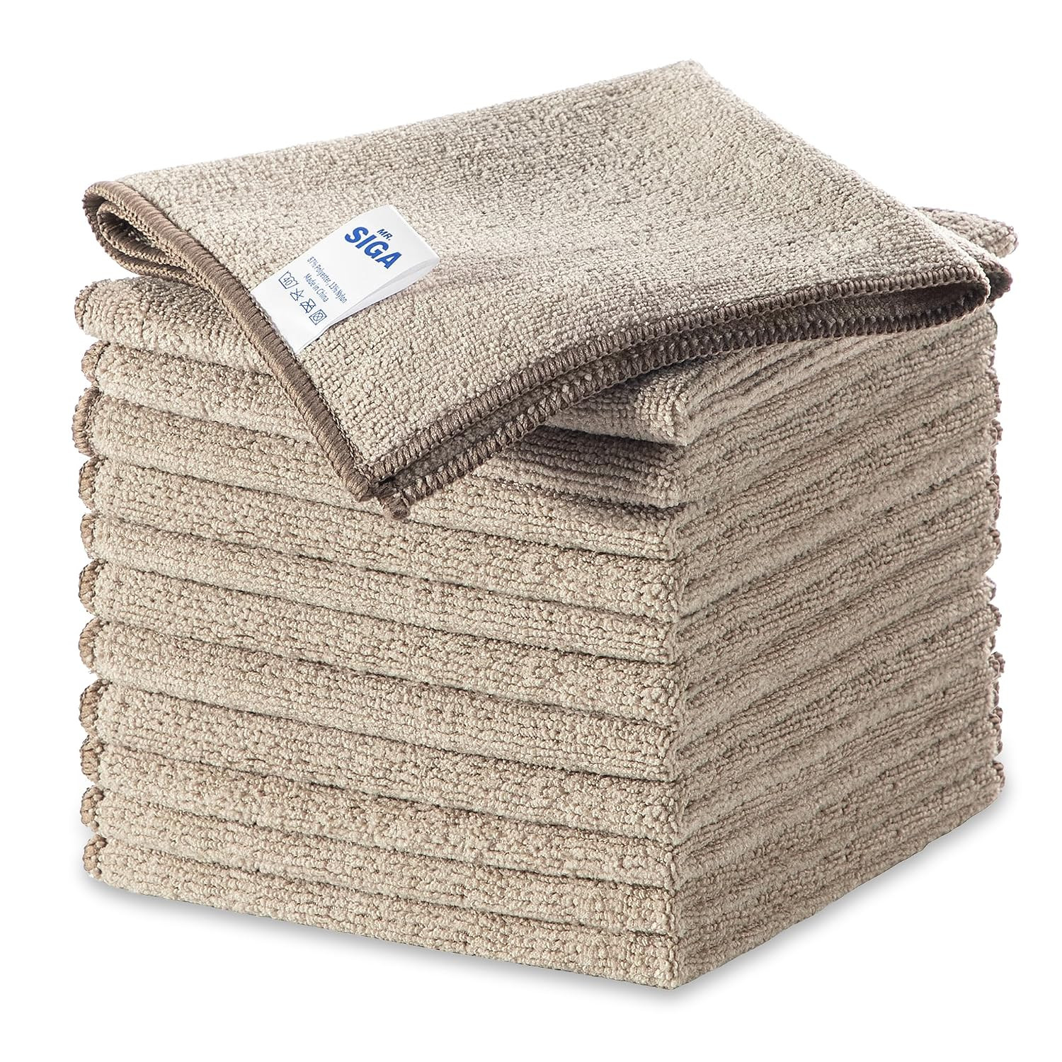 MR.SIGA Microfiber Cleaning Cloths, All-Purpose Surface Microfiber Towels, Streak Free Cleaning Rags, Pack of 12, Wheat, Size 32 x 32 cm(12.6 x 12.6 inch) | Amazon (US)