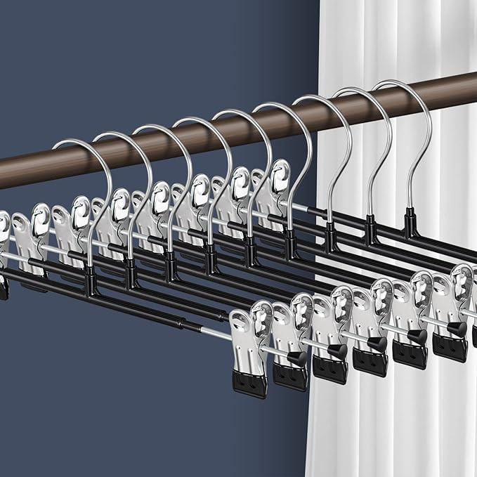Pants Hangers with Clips for Women 20 Pack Adjustable Heavy Duty Space Saving Skirt Hangers Non-S... | Amazon (US)