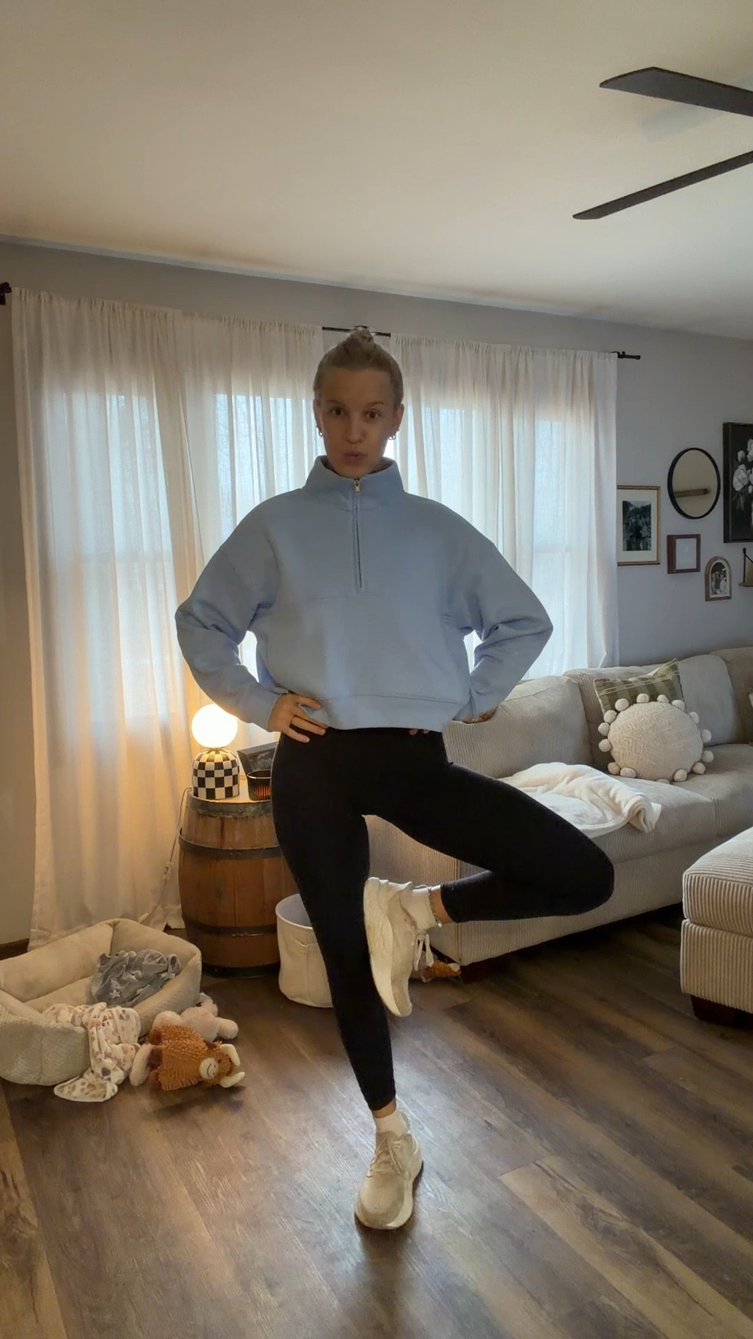 hump dayyyy ootd—01.07.26 🩵🏃🏼‍♀️💨

4 in black Lululemon leggings
Medium in white Old Navy tank top
Large in blue Walmart half zip (sized up a couple sizes for a more oversized fit)
9 in white New Balance running shoes
🧦 socks are from Old Navy :)

Lululemon leggings, Lululemon finds, Lululemon fashion, black leggings, running outfits, workout outfits, Old Navy finds, Old Navy activewear, Old Navy tank tops, white tank tops, Walmart finds, Walmart fashion, Walmart sweatshirts, blue half zip sweatshirt, Walmart trends, trending at Walmart, New Balance shoes, running shoes, watch now

#LTKootd #LTKActive #LTKfitnessgoals