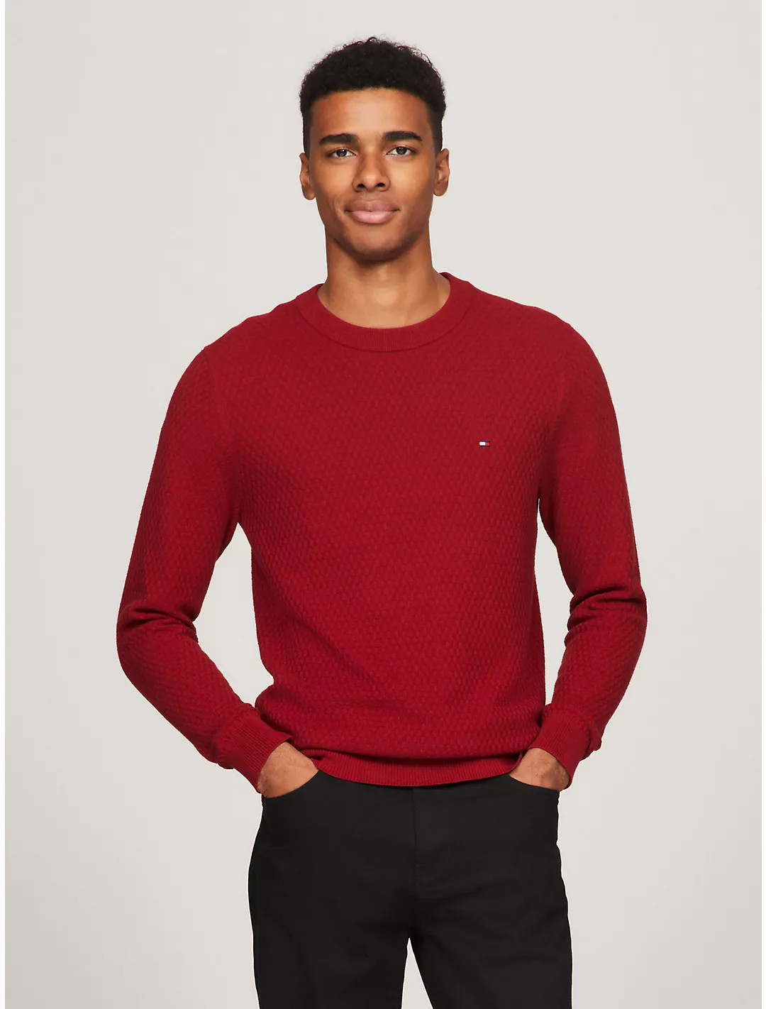 Solid Textured Crewneck Sweater | Tommy Hilfiger | Tommy Hilfiger (US)