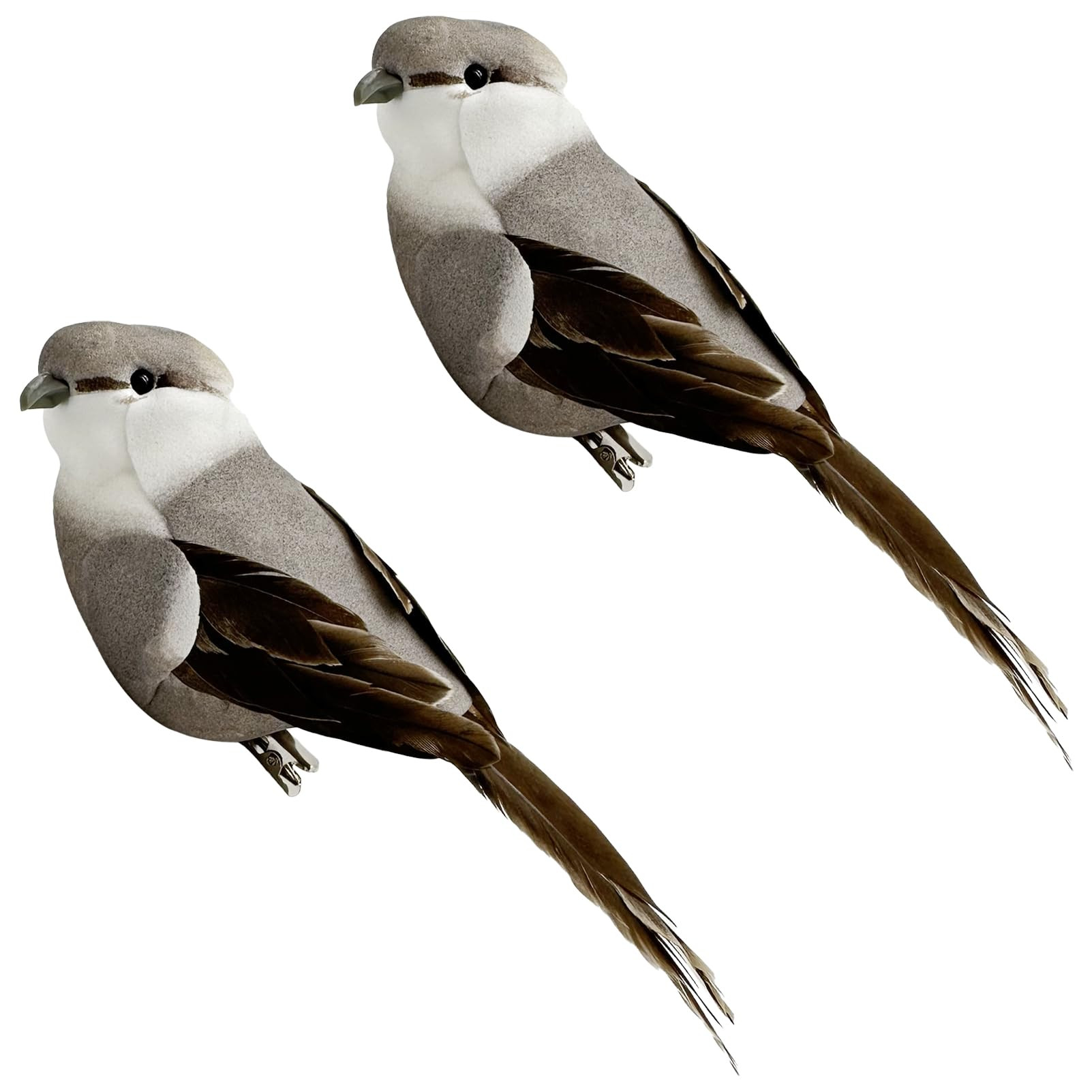 LWINGFLYER Artificial Birds Realistic Gray Northern Mockingbird 2 Pack Clip on Foam Feathered Bir... | Amazon (US)