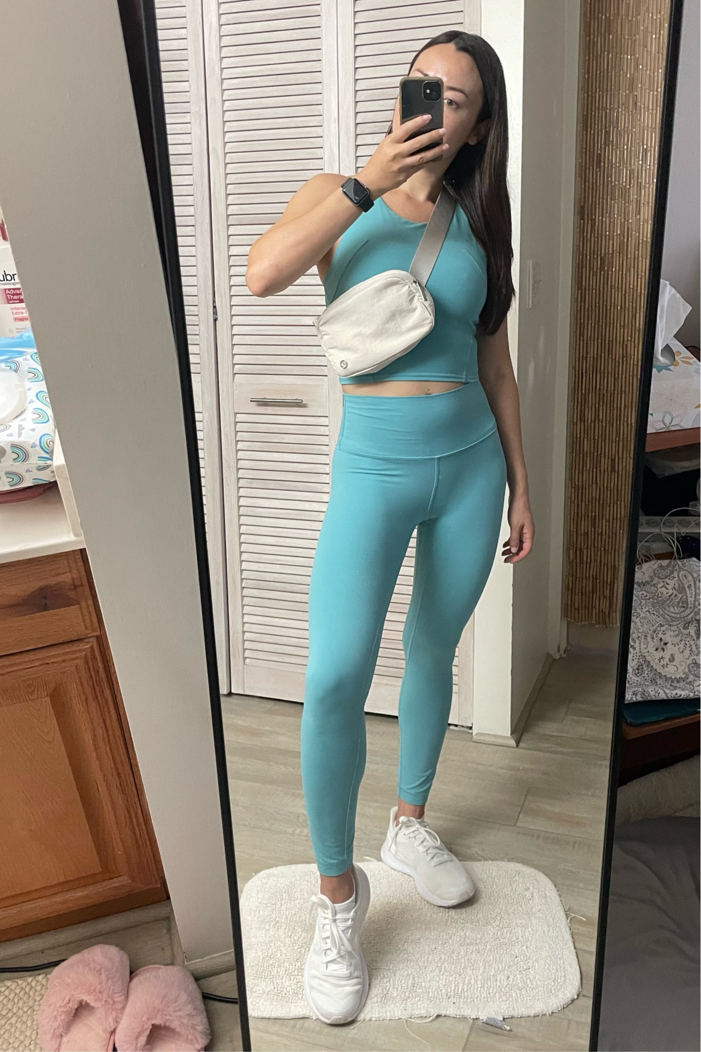 lululemon belt bag OOTD .  This outfit gives me all of the Summer FEELS!  ☀️

lululemon Wunder Train Racerback Tank Top
-Color: Tidal Teal
-Size: 6

lululemon Align High-Rise pant 25”
-Color: Tidal Teal 
-Size: 6

lululemon Everywhere Belt Bag 1L
-color: white opal

lululemon Blissfeel 2 Running Shoes
-color: white/white/light vapor

#LTKstyletip #LTKSeasonal #LTKfit