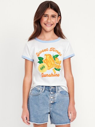 Fitted Ribbed Ringer T-Shirt for Girls | Old Navy (US)