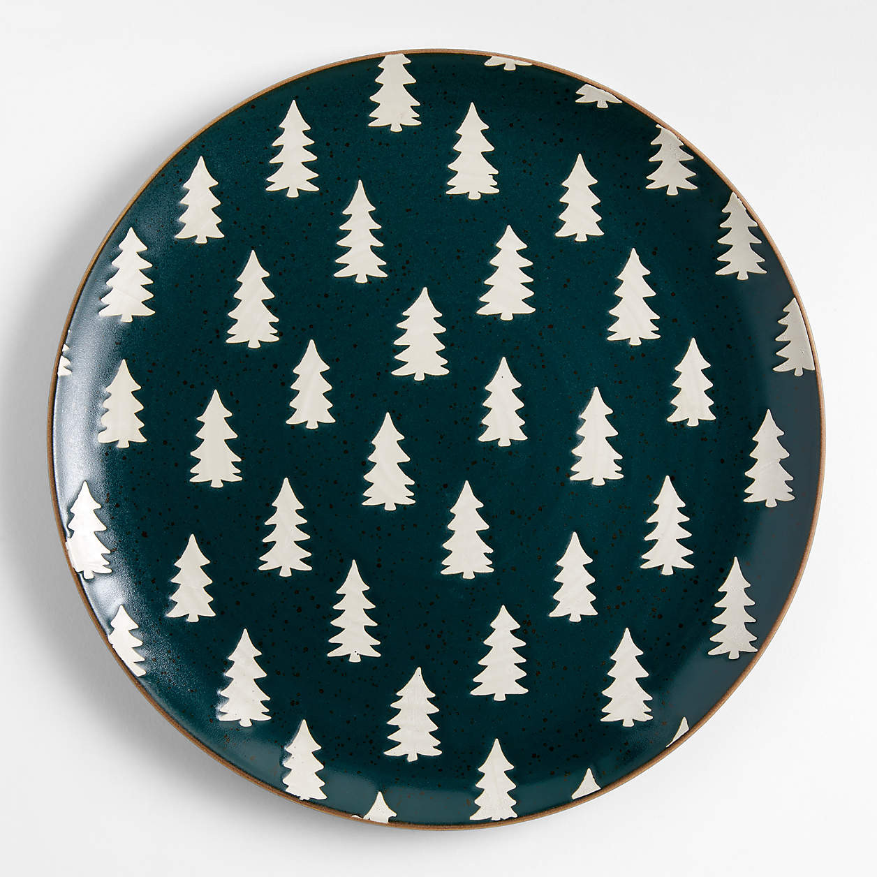 Green Trees Round Stoneware Platter | Crate & Barrel | Crate & Barrel