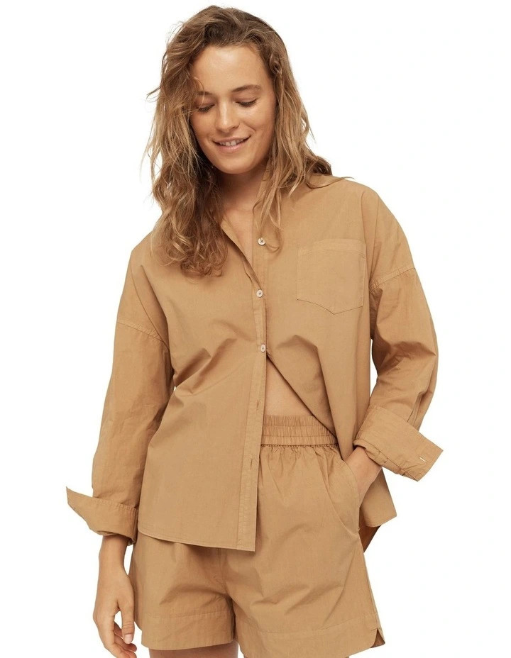 LMNDClassic Chiara Long Sleeve Shirt in Toffee | Myer