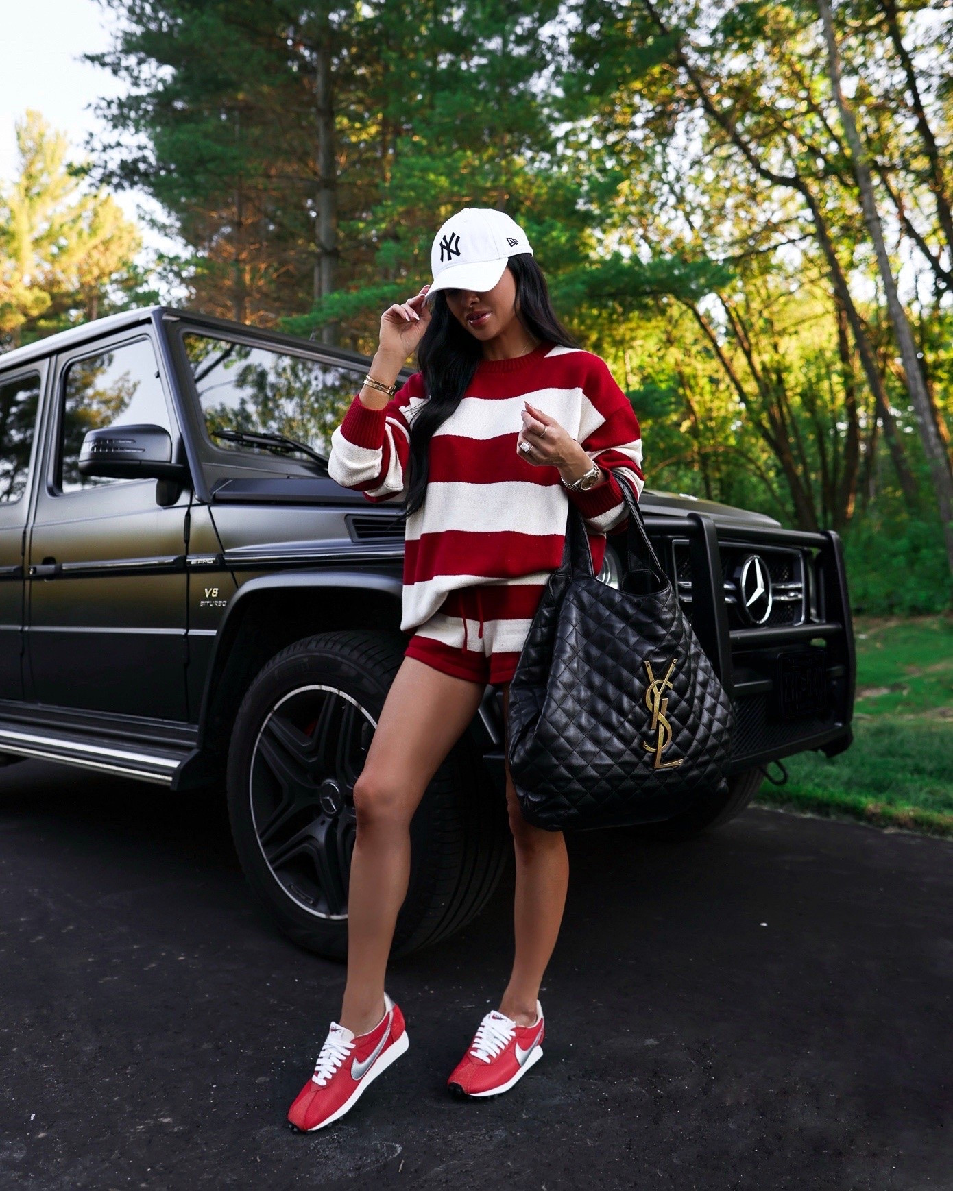 Summer outfit ideas / beach vacation / chic airport outfit
Nike red sneakers 
Nordstrom red stripe set
Saint Laurent icare tote

#LTKOver40 #LTKmomlife #LTKActive