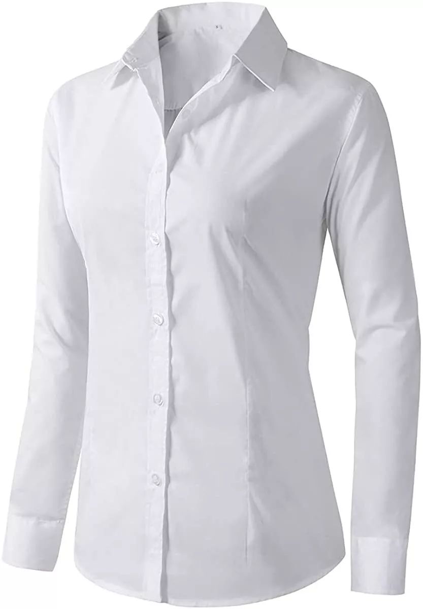 Ladies Long Sleeve  Formal Shirt Tailored Fit Wrinkle Free Fabric Size S to 5XL | eBay UK