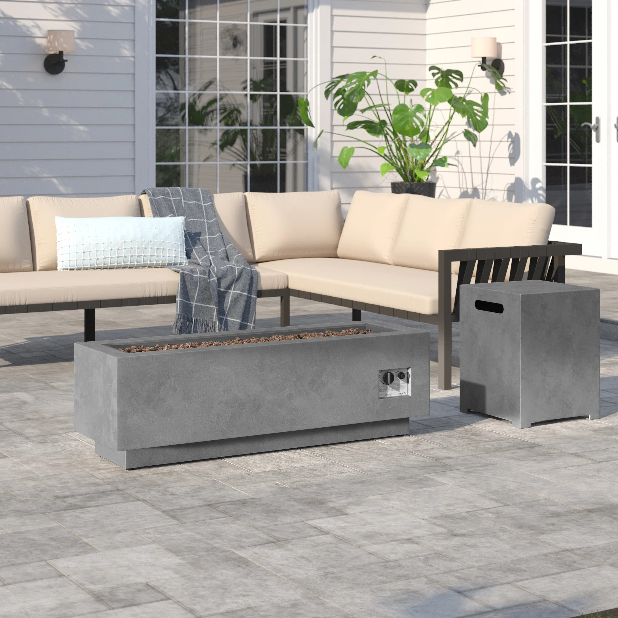 Jair Rectangle Iron Propane Smokeless Fire Pit | Wayfair North America