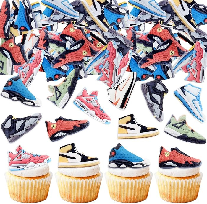 40PCS Edible Sneaker Birthday Cupcake Toppers Sneaker Party Cupcake Picks Shoes Table Cupcake Top... | Amazon (US)