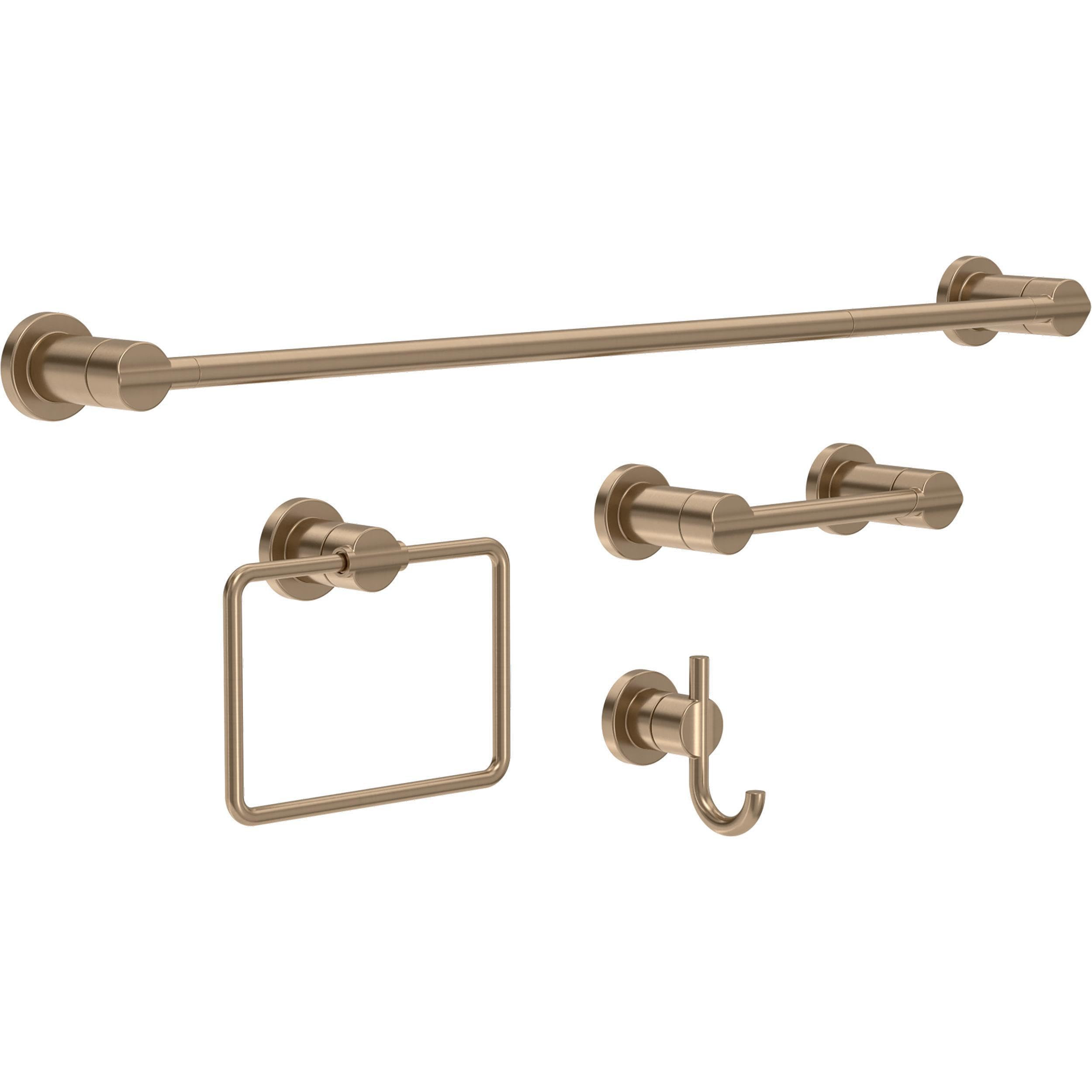 Delta 4-Piece Champagne Bronze Bathroom Set Towel Rack, Ring, Toilet Paper Holder, Hook | Nicoli ... | Amazon (US)