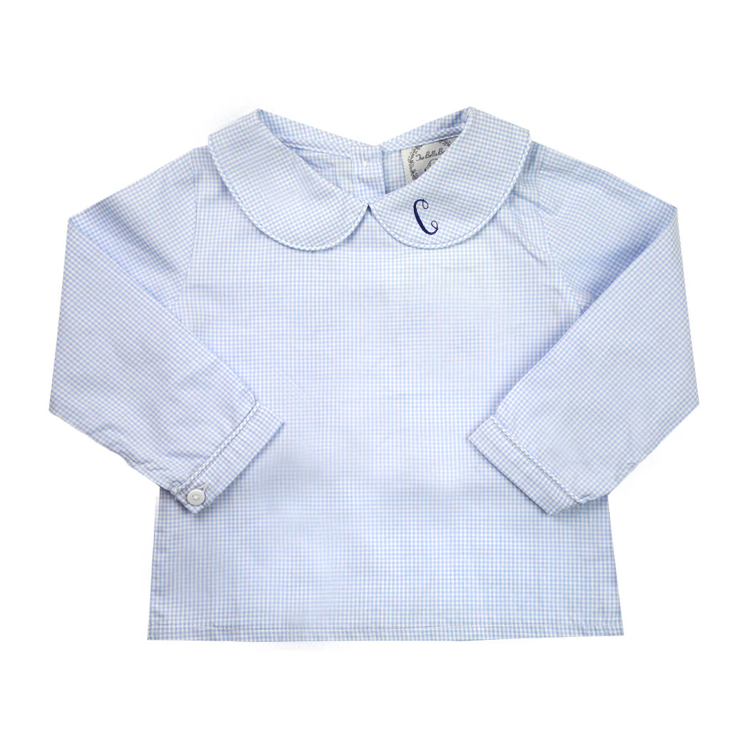 William Blue Gingham Classic Peter Pan Collar Shirt | The Bella Bean