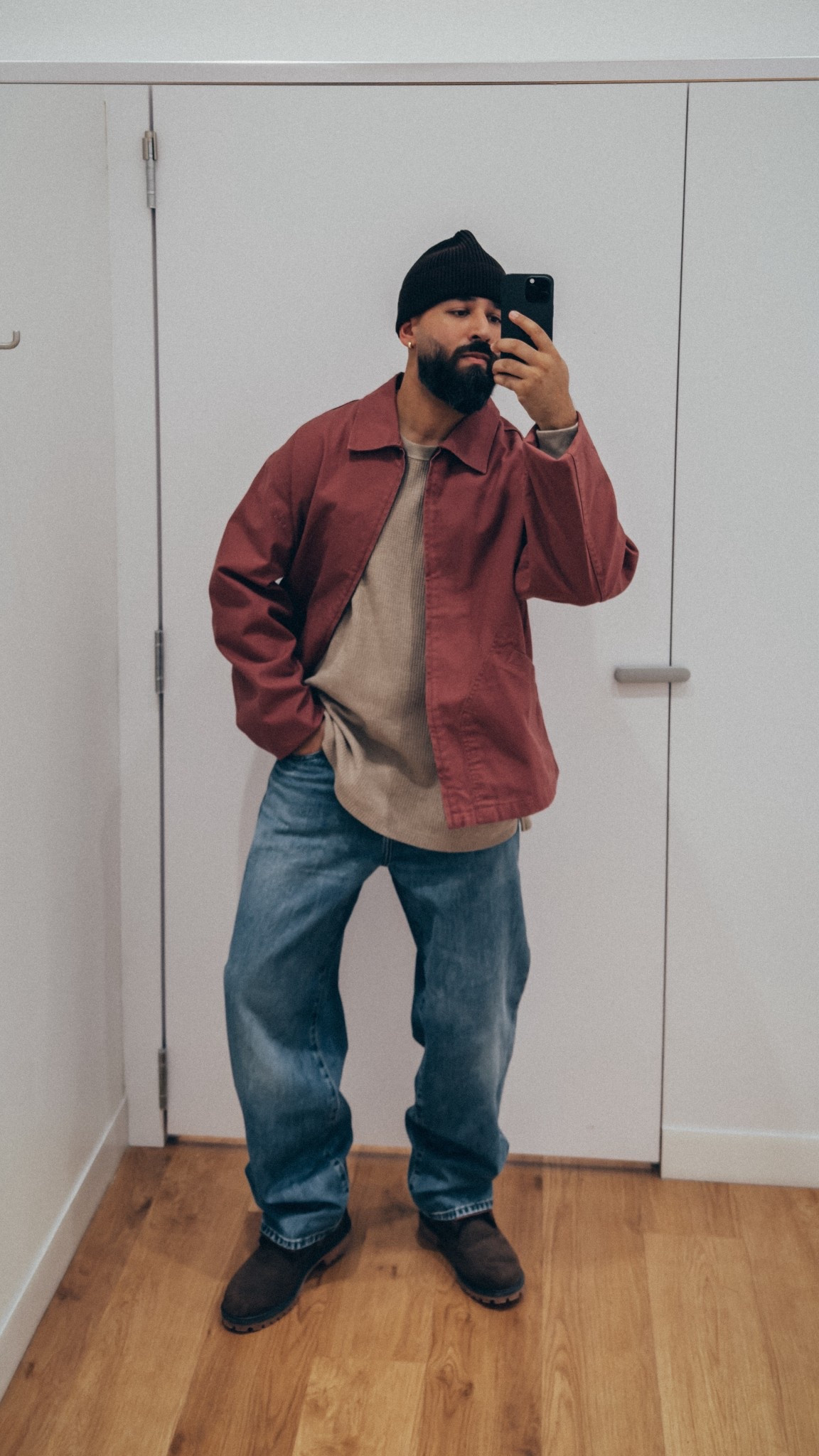 UNIQLO x JW ANDERSON Jacket Size XL, UNIQLO WAFFLE SHIRT size XL and Wide Straight Jeans size 34 

#LTKMens #LTKootd